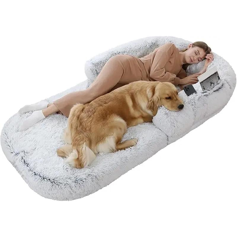 Human Dog Bed, 74"X43"X9" Dog Beds for Large Dogs, Foldable Plush Washable Dog Beds ANGDUO