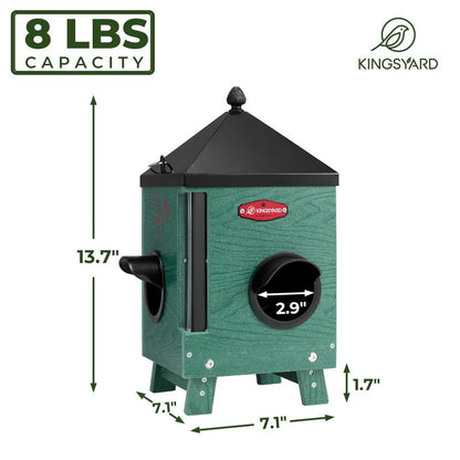 Kingsyard 8 Lbs Recycled Plastic Chicken Feeder, No Leakage Poultry Feeder with Metal Mesh Bottom & Folding Legs, Rainproof