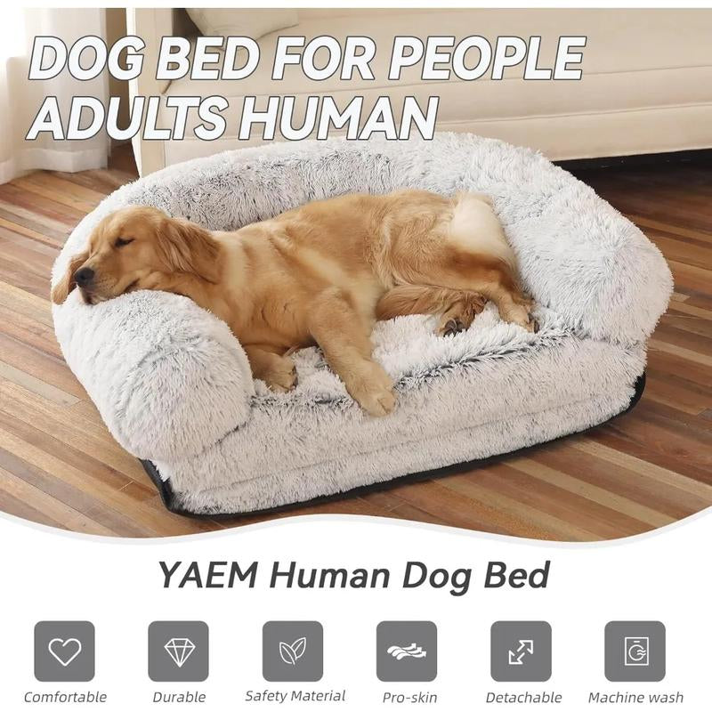 Human Dog Bed, 74"X43"X9" Dog Beds for Large Dogs, Foldable Plush Washable Dog Beds ANGDUO