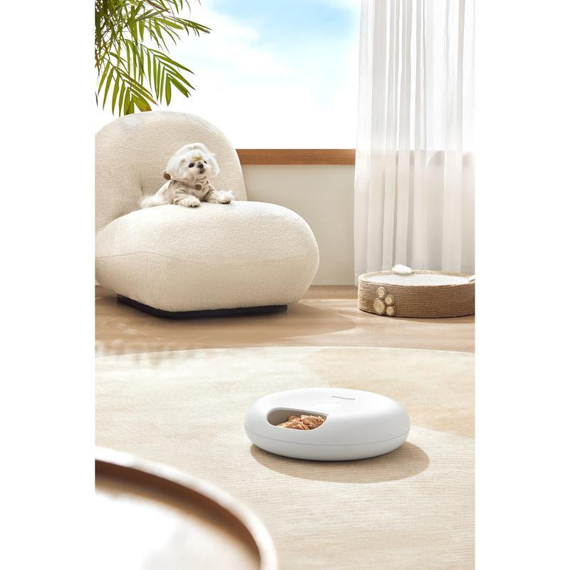 Donuts Frost 6-Meal Cordless Automatic Pet Feeder, Dry & Wet Food Automatic Cat Feeder with Two Ice Packs, Rechargeable Massive Battery, Programmable Timer