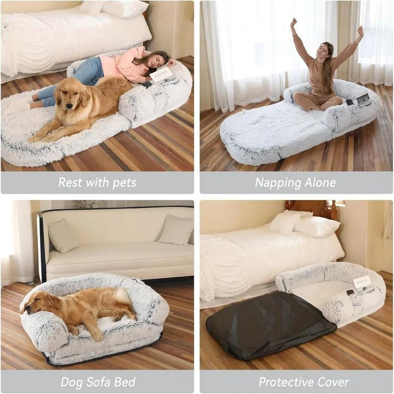 Human Dog Bed, 74"X43"X9" Dog Beds for Large Dogs, Foldable Plush Washable Dog Beds ANGDUO