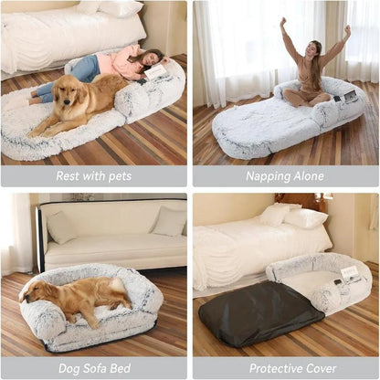 Human Dog Bed, 74"X43"X9" Dog Beds for Large Dogs, Foldable Plush Washable Dog Beds ANGDUO