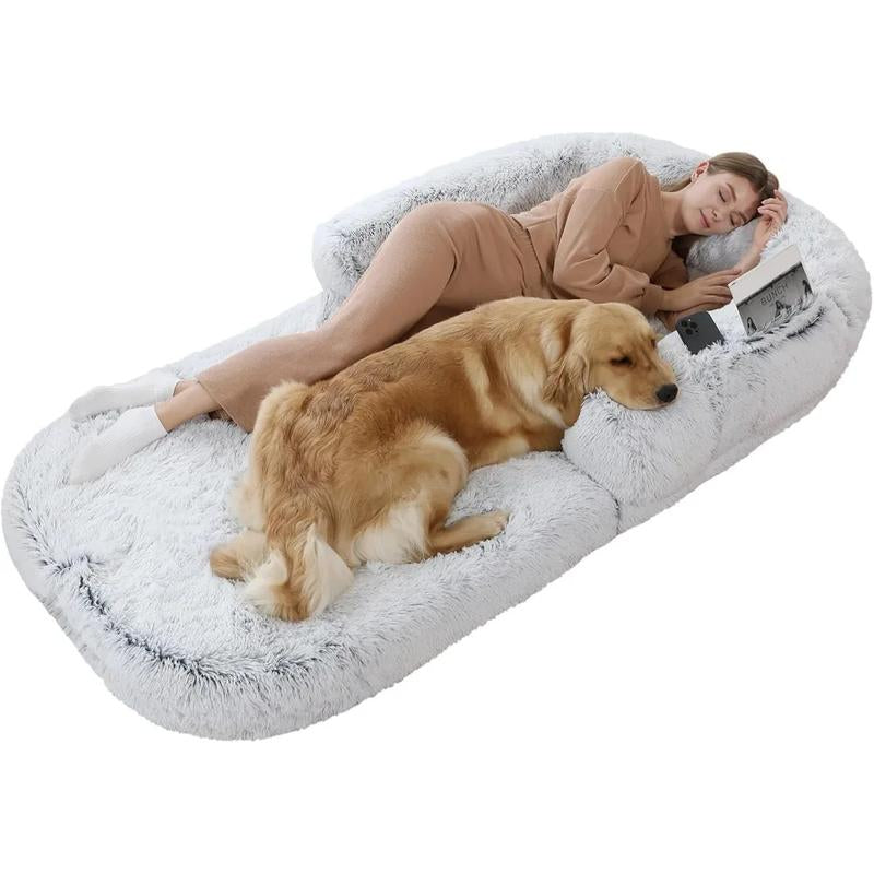 Human Dog Bed, 74"X43"X9" Dog Beds for Large Dogs, Foldable Plush Washable Dog Beds ANGDUO